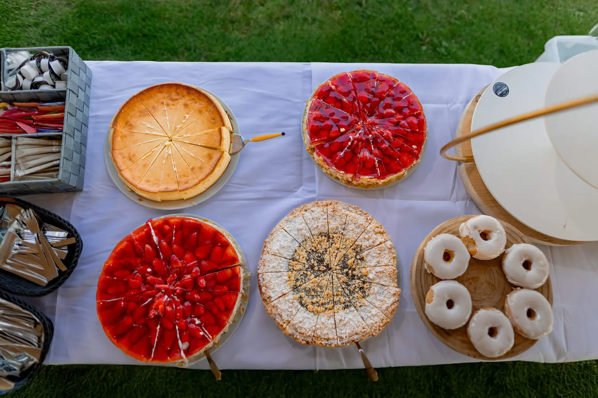 Braut und Hochzeitsgast richten gemeinsam Brautkleid in den Weinreben